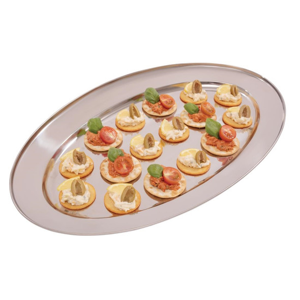 Olympia Stainless Steel Oval Serving Tray 550mm K368