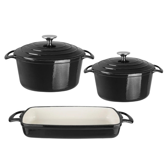 Vogue Cook Like A Pro 3-Piece Cast Iron Casserole Dish Set SA620