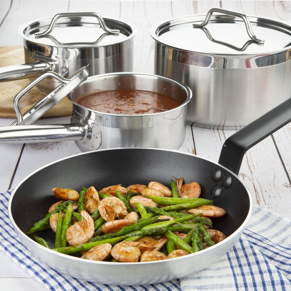 Nisbets Essentials Cook Like A Pro 4-Piece Saucepan and Frying Pan Set SA689