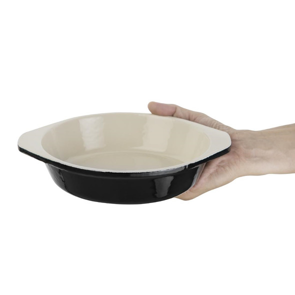 Vogue Black Cast Iron Round Gratin Dish 750ml U562