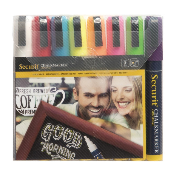 Securit Chalkmaster 6mm Liquid Chalk Pens Assorted Colours (Pack of 8) Y999