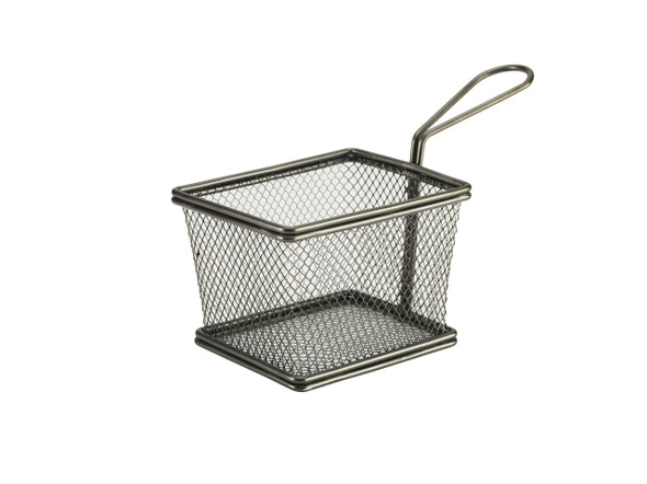 Black Serving Fry Basket Rectangular 12.5 x 10 x 8.5cm 6 Pack