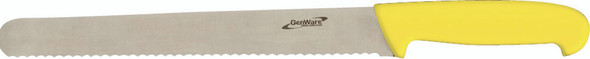 Genware 12'' Slicing Knife Yellow (Serrated)