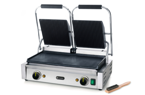 Hendi Double Ribbed Top Contact Grill