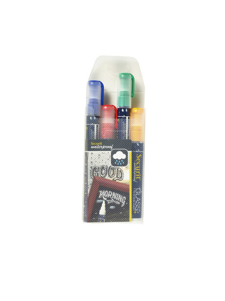 Waterproof Chalk Markers 4 Colour Pack (R  G  Y  Bl) Medium