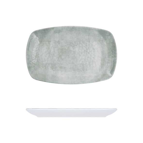 White Shakti Stone Melamine Oblong Plate 23.5 x 15cm 12 Pack Group Image
