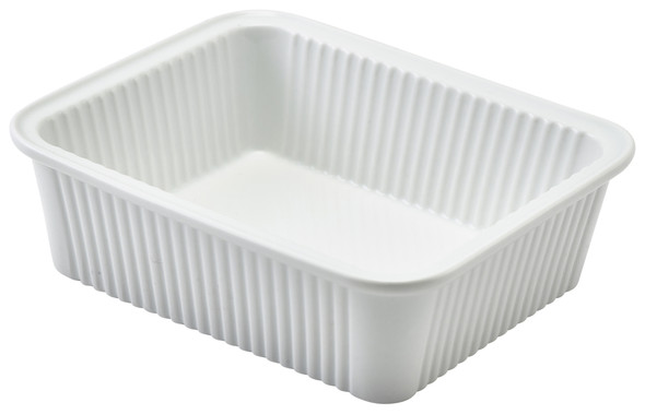 Genware Porcelain Fluted Rectangular Dish 16 x 13cm/6.25 x 5" 6 Pack Group Image
