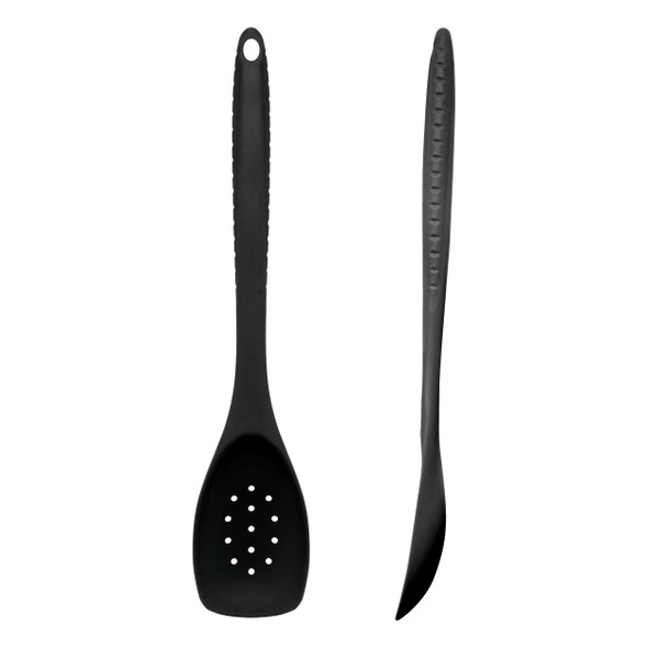 Black Silicone Slotted Spoon 30cm Group Image