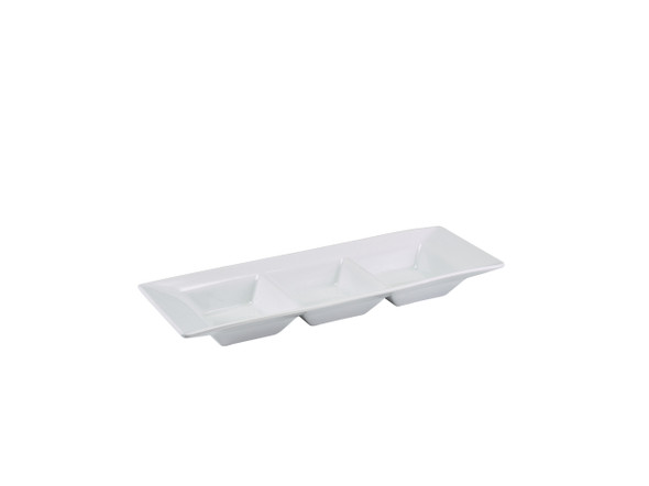 GenWare Porcelain Triple Dish 25.4 x 9cm/10 x 3.5" 6 Pack