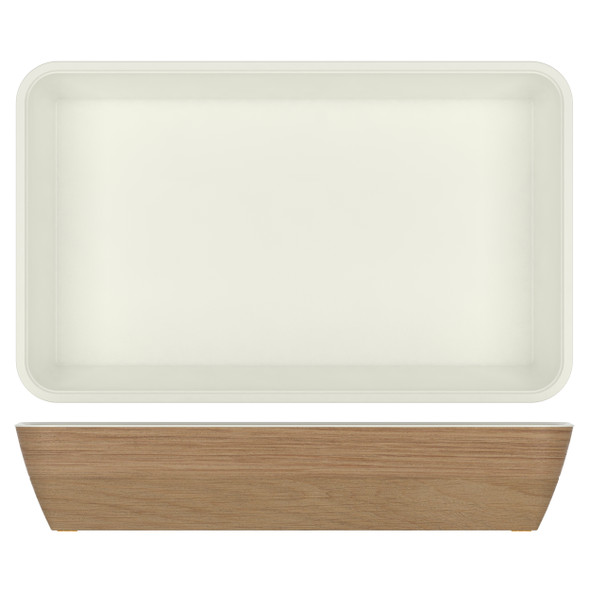 Light Oak/White New Haven Melamine GN1/1 Deep Dish 53 x 32.5 x 10cm