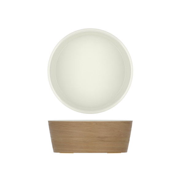 Light Oak/White New Haven Melamine Bowl 26.5 x 10cm