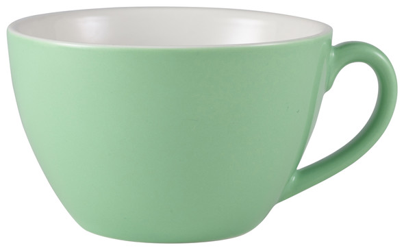 Genware Porcelain Green Bowl Shaped Cup 34cl/12oz 6 Pack
