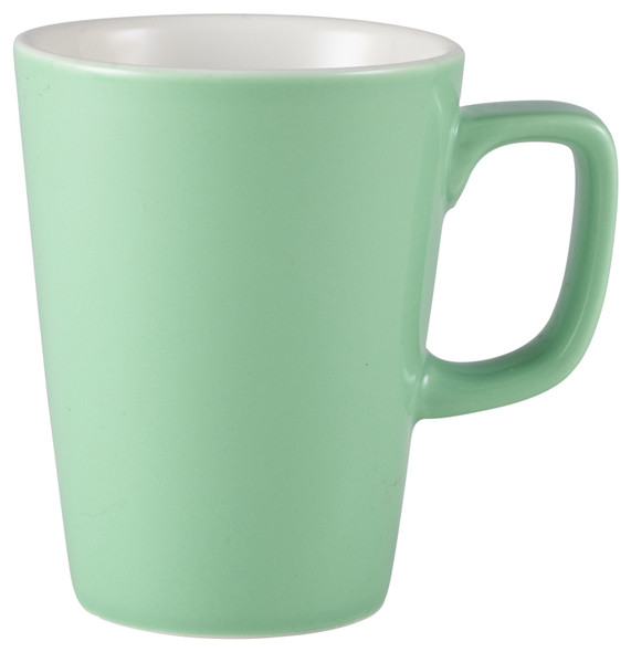 Genware Porcelain Green Latte Mug 34cl/12oz 6 Pack