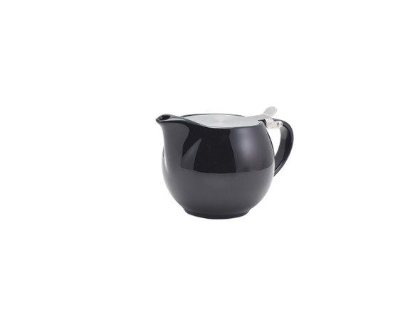 GenWare Porcelain Black Teapot with St/St Lid & Infuser 50cl/17.6oz 6 Pack