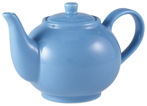 Genware Porcelain Blue Teapot 45cl/15.75oz 6 Pack