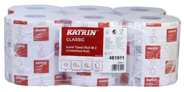 Katrin 2ply Centrefeed Roll White 500 Sheets 6 Pack 481911