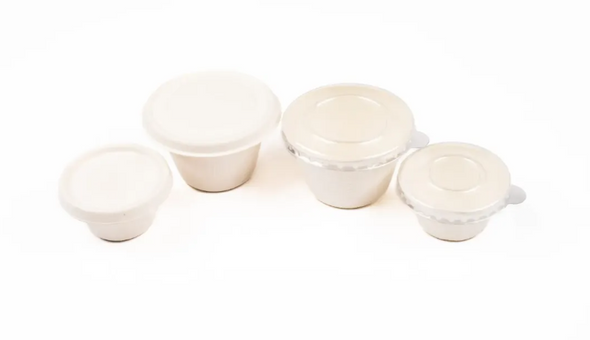 Bagasse Sauce Cups and Lids 2oz