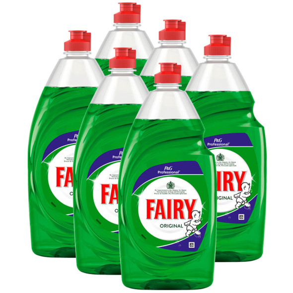Shot of five bottles of Fairy Original Washing Up Liquid 900ml.