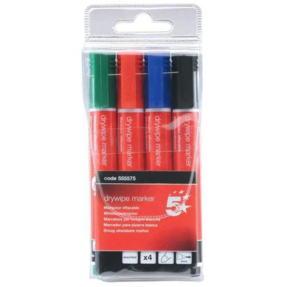 Drywipe Markers Assorted Wallet 4 Pack