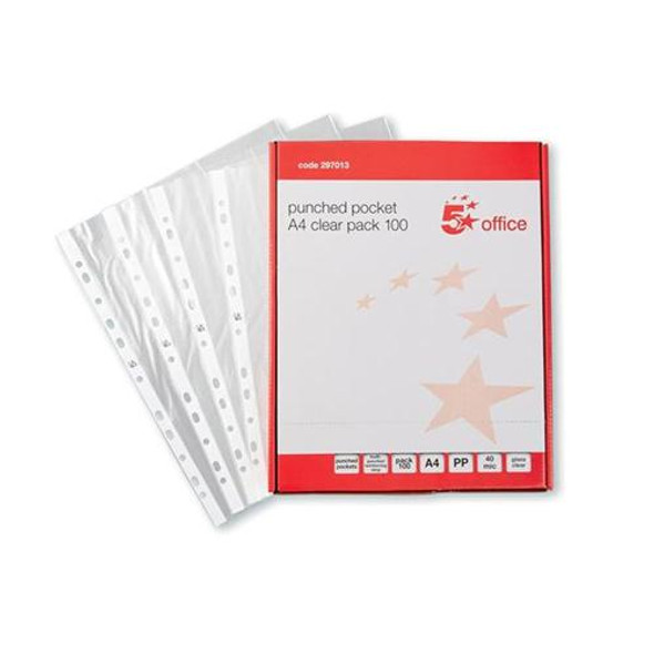 A4 40 Micron Punched Pockets 100 Pack
