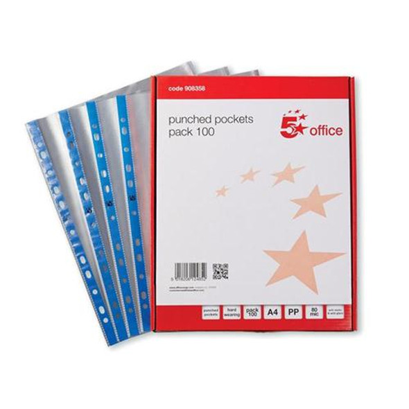 A4 60 Micron Punched Pockets 100 Pack