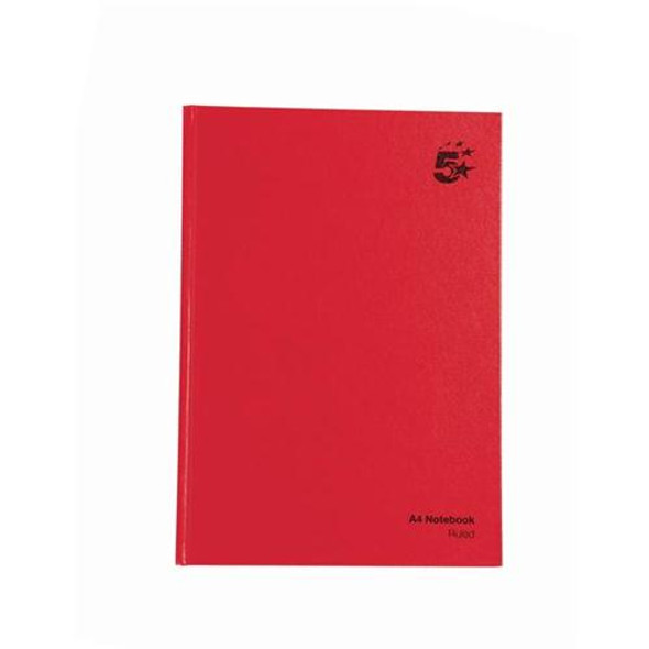 Case Bound Manuscript Book A4 Ruled Red 5 Pack