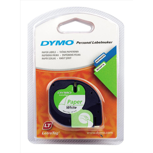 Dymo Letratag Tape Paper Black On White S0721510