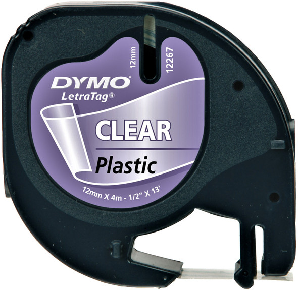 Dymo Letratag Tape Plastic Black On Clear S0721530