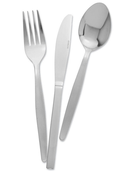 Full shot of Cutlery-Economy Table Spoon together with Knife and Fork.