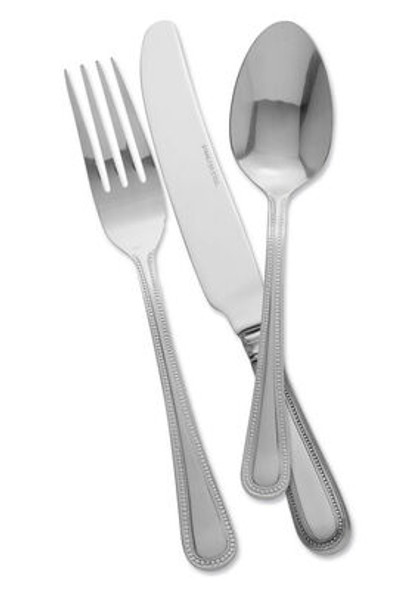 Full shot of  Parish Cutlery Table Spoon Bead with Fork and Knife.