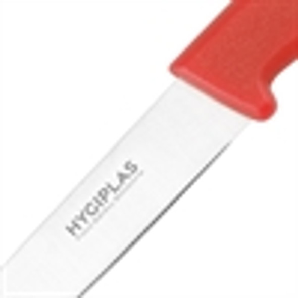 Close up shot of the blade of Hygiplass Paring Knife Red colour 3 inch.