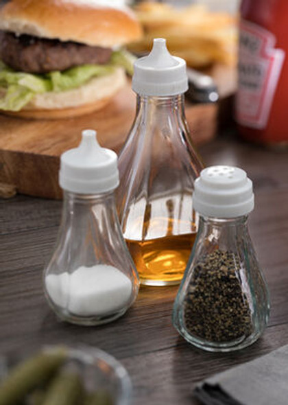 Full shot of condiments on the table.