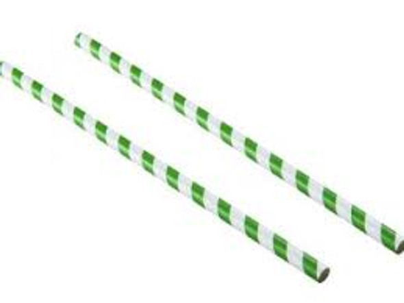 Two pcs of Paper  Smoothie Straws Green Stripe 200 x 8mm.