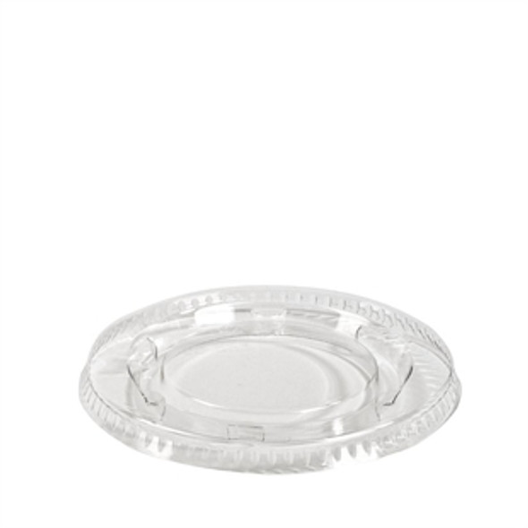 Full shot of 2 oz Clear Recyclable Portion Pot Lid.
