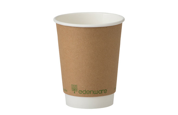 Full shot of 16oz Double Wall Kraft Compostable Coffee Cup.