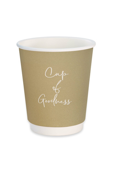 8oz Oatmeal Double Wall Coffee Cup With Message On 500 Pack