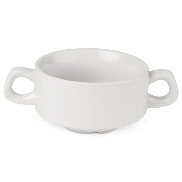 Full shot of Olympia Athena Stacking Soup Bowls 160mm 290ml in white background.