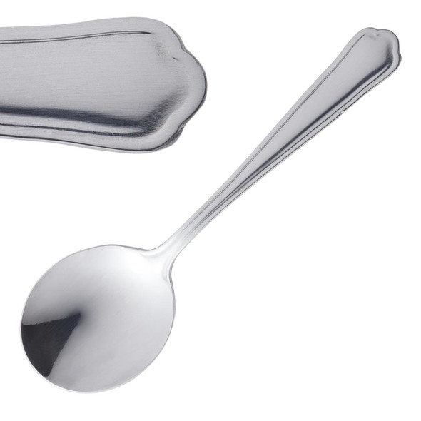Olympia Dubarry Soup Spoon in a slanting position.