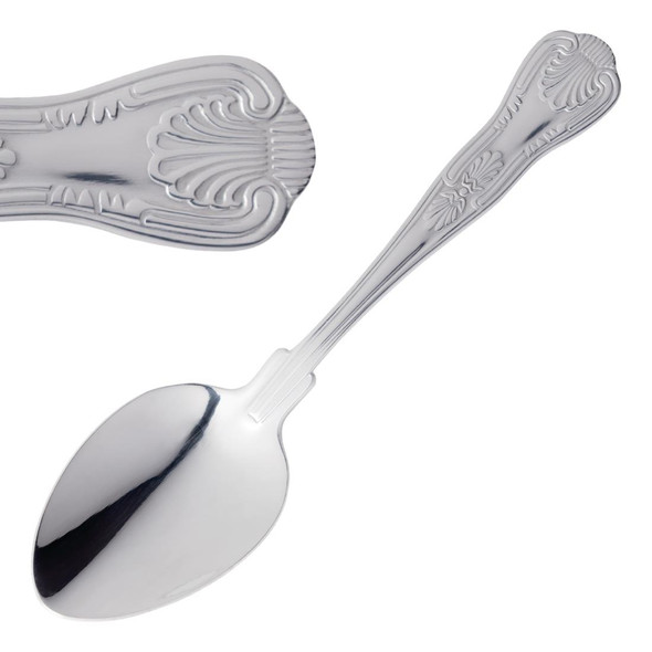 Back view of Olympia Kings Dessert Spoon in a slanting position.