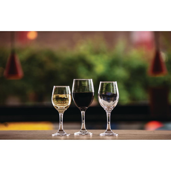 Olympia Hi Ball Glasses 285ml with content and other wine glasses.