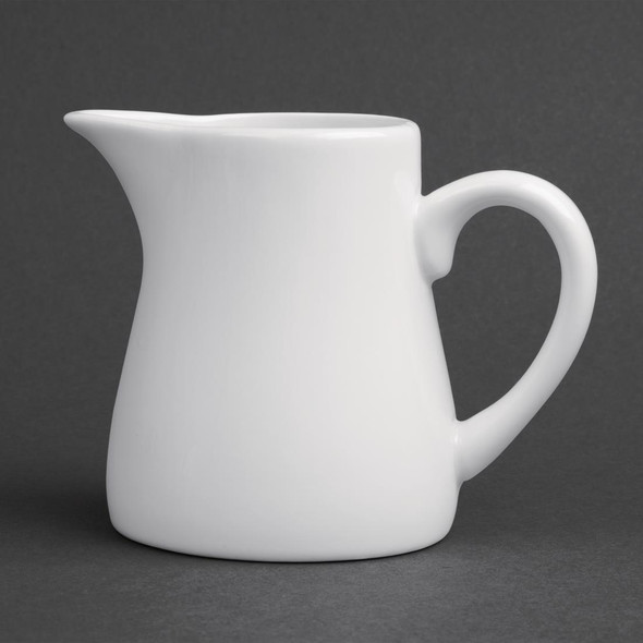 Olympia Whiteware Cream and Milk Jugs 170ml 6oz in a black background.