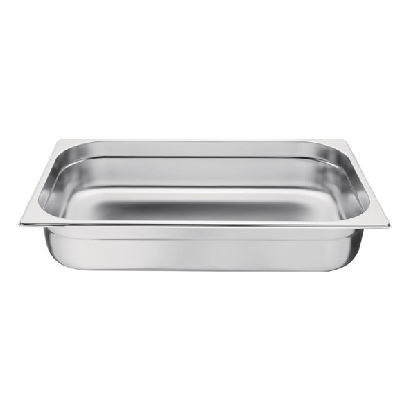 Side top view of Vogue Stainless Steel 1/1 Gastronorm Pan 100mm.