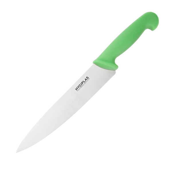 Hygiplas Chef Knife Green 21.5cm side view.