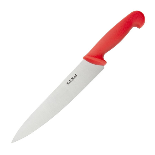 Sde view of Hygiplas Chefs Knife Red 21.5cm.