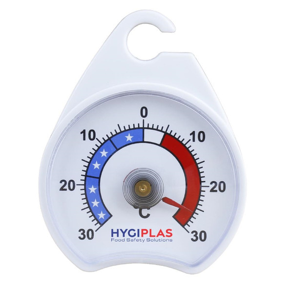 Full shot of Hygiplas Fridge Freezer Dial Thermometer.