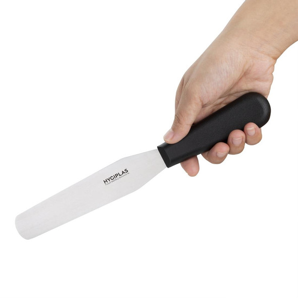 Hygiplas Straight Blade Palette Knife Black 15cm in hand.