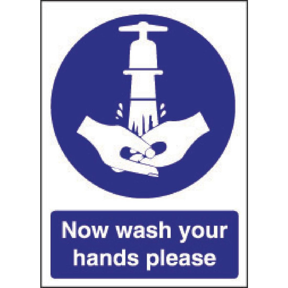 Full shot of Vogue Now Wash Your Hands Sign.