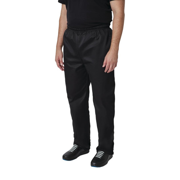 Side view of man wearing Whites Vegas Chef Trousers Polycotton Black S.
