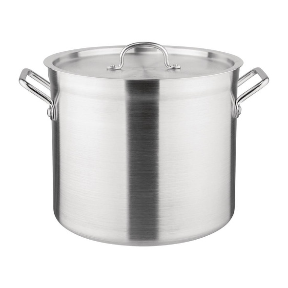 Vogue Deep Boiling Pot 15.1Ltr with lid on.