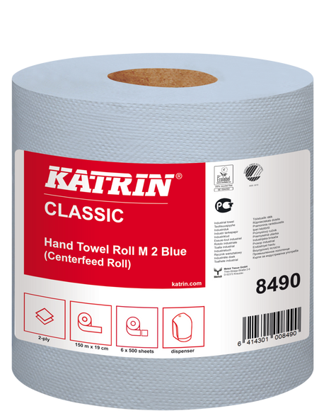 Katrin Classic 2 Ply Blue Centrefeed Roll 8490 6 Pack